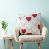 Plush Red & White Hearts Cotton Throw Pillow クッション (椅子)