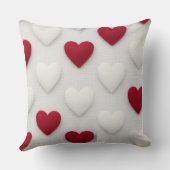 Plush Red & White Hearts Cotton Throw Pillow クッション (裏面)
