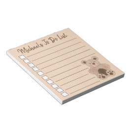 Plush Teddy Bear Animal To Do List ノートパッド