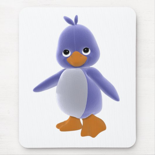 Plushieの青い漫画のペンギンのマウスパッド マウスパッド (正面)