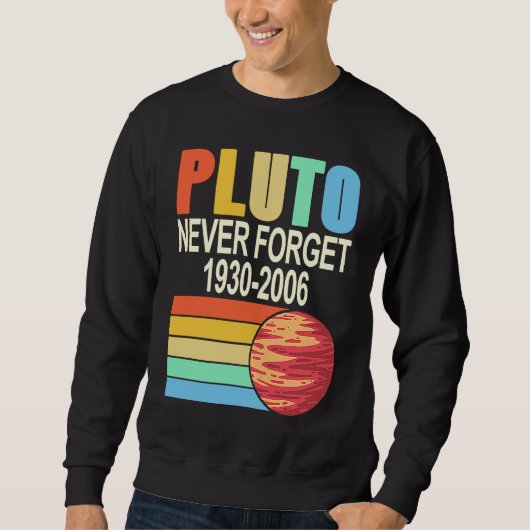 PLUTO Never Forget 1930 2006 Cool Retro Planet Pre スウェットシャツ (正面)