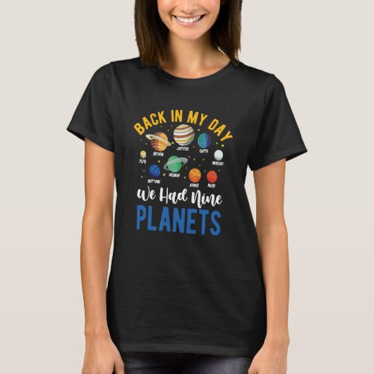 Pluto Nine Planets Astronomy Telescope Cosmology Tシャツ (正面)