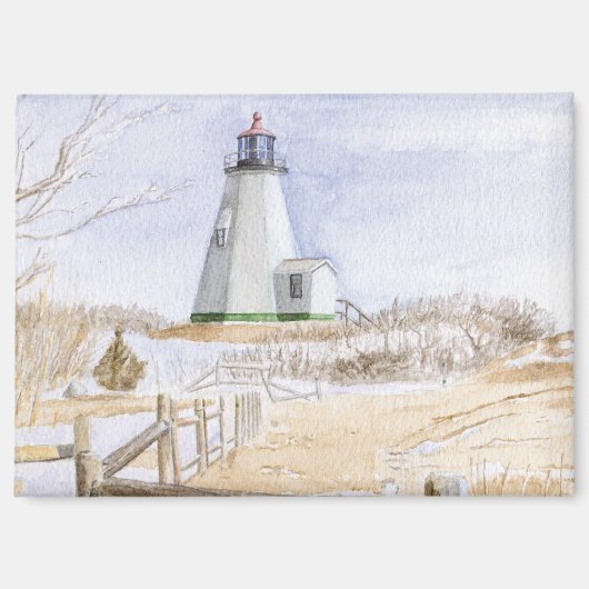 Plymought Lighthouse Watercolor マグネット (正面)