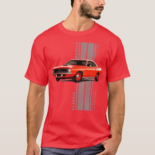 Plymouth Barracuda Classic American Muscle s Vinta Tシャツ (正面)