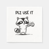 Plz Use It - Racoon おもしろい Iinttic スタンダードカクテルナプキン (正面)
