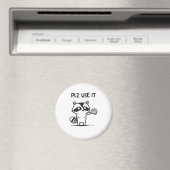 Plz Use It - Racoon おもしろい Iinttic マグネット (インサイチュ (食洗機))