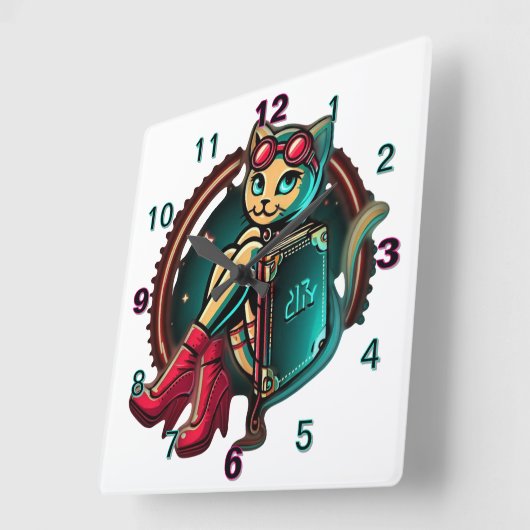 PM時計 – 写真の選択 スクエア壁時計 (傾斜)