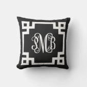 PMB白黒ギリシャ語鍵スクリプトモノグラム アウトドアクッション (正面)