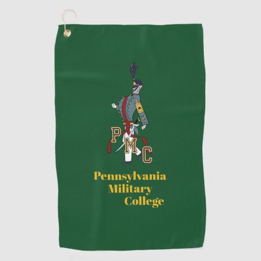 PMC Cadetロゴ付きゴルフタ誇りを持ったオル（緑） ゴルフタオル (正面)
