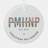 PMHNPレオパード印刷の精神科的精神健康NP ガラスオーナメント (正面)