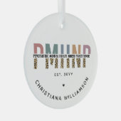 PMHNPレオパード印刷の精神科的精神健康NP ガラスオーナメント (正面右)