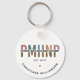 PMHNPレオパード印刷の精神科的精神健康NP キーホルダー