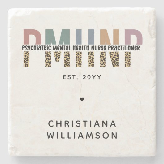 PMHNPレオパード印刷の精神科的精神健康NP ストーンコースター (正面)