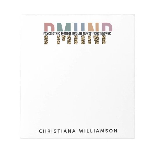 PMHNPレオパード印刷の精神科的精神健康NP ノートパッド (正面)