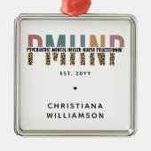 PMHNPレオパード印刷の精神科的精神健康NP メタルオーナメント (正面)