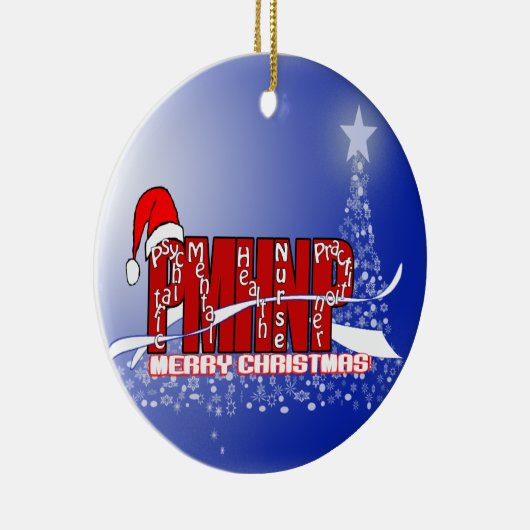 PMHNP -精神医学および精神衛生のナースのクリスマス セラミックオーナメント (右)