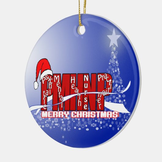 PMHNP -精神医学および精神衛生のナースのクリスマス セラミックオーナメント (左)
