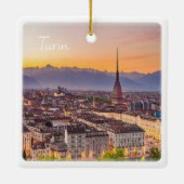 PMT001 TURIN at sunset, Piedmont,イタリア, セラミックオーナメント (裏面)