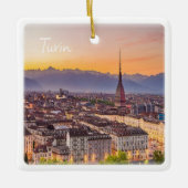 PMT001 TURIN at sunset, Piedmont,イタリア, セラミックオーナメント (正面)