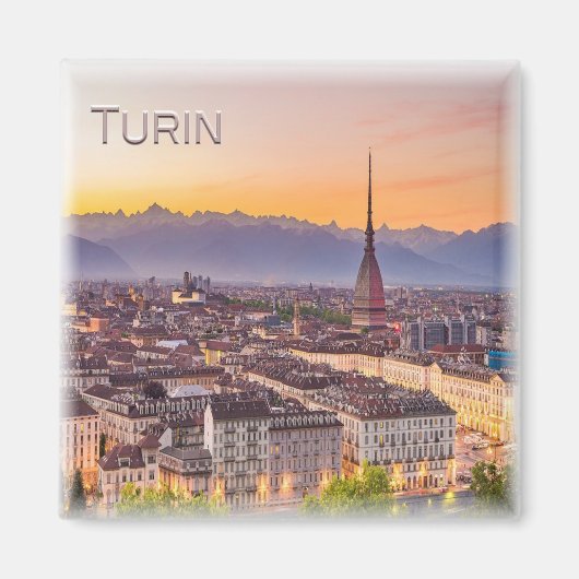 PMT001 TURIN at sunset - Piedmont – イタリア – 冷蔵庫 マグネット (正面)