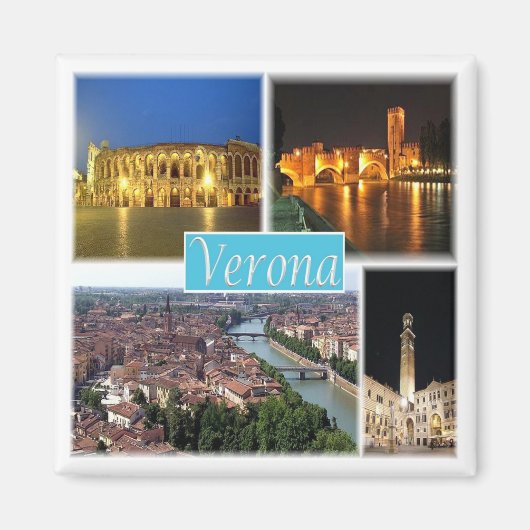PMT003 VERONA – モザイク – ピエモンテ – イタリア – 冷蔵庫 マグネット (正面)