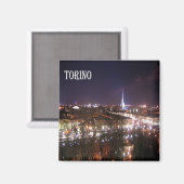 PMT005 TURIN at Night, Piedmont，イタリア，冷蔵庫 マグネット (正面/裏面)
