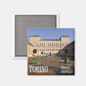 PMT010 TURIN, Piazza Castello，イタリア，冷蔵庫 マグネット (正面/裏面)
