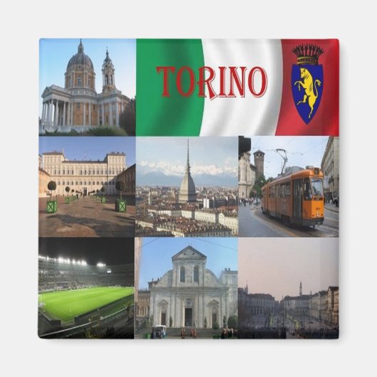 PMT012 TURIN，モザイク，ピエモンテ，イタリア，冷蔵庫 マグネット (正面)