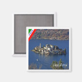 PMT022 LAKE ORTA, Piedmont，イタリア，冷蔵庫 マグネット (正面/裏面)