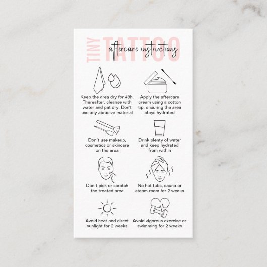 PMUアーティストタトゥー指示気に後のピンク 名刺 (正面)