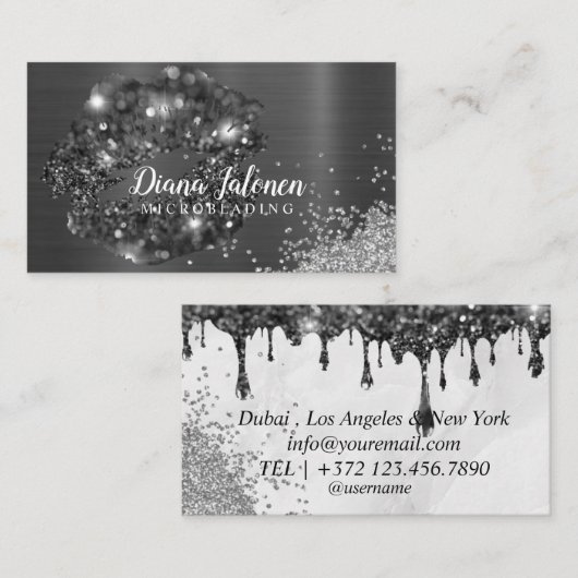 PMU MICROBLADINGアーティストきらめくバラビジネスCa 名刺 (正面/裏面)