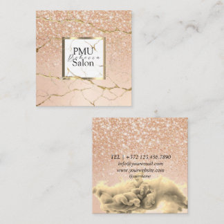 PMU Salon カラフル タイポグラフィ モダン パーマネント スクエア名刺