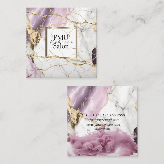 PMU Salon Colorful Typography Modern permanent スクエア名刺 (正面/裏面)