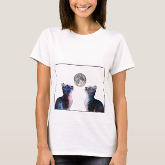 PN 38 猫が月を見る Tシャツ