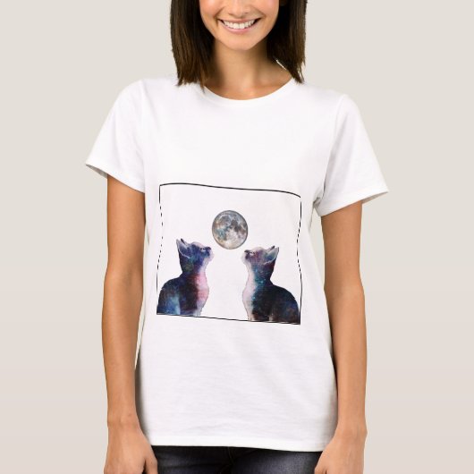 PN 38 猫が月を見る Tシャツ (正面)