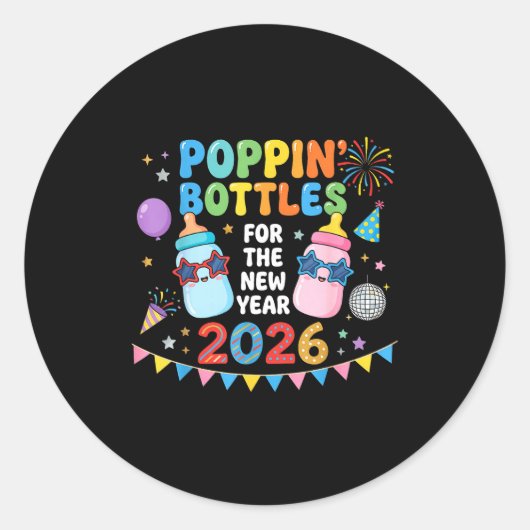 Pn Bottles For The New Year 2026 Baby Bottle Party ラウンドシール (正面)