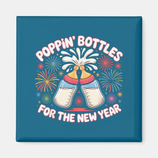 Pn Bottles For The New Year Funny Baby Milk Toast マグネット (正面)