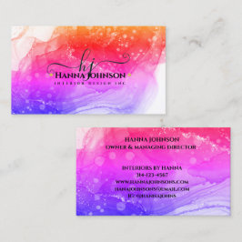 Pnk金ゴールドマーブルアゲートモノグラムイニシャルゲード 名刺