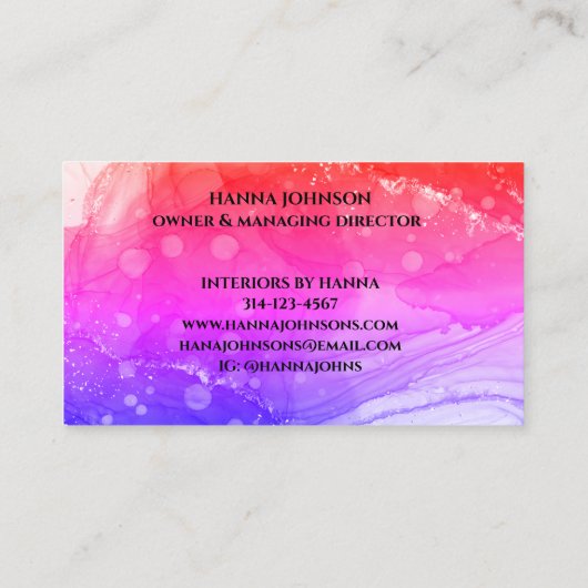 Pnk金ゴールドマーブルアゲートモノグラムイニシャルゲード 名刺 (裏面)