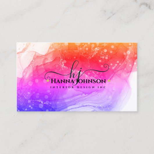 Pnk金ゴールドマーブルアゲートモノグラムイニシャルゲード 名刺 (正面)