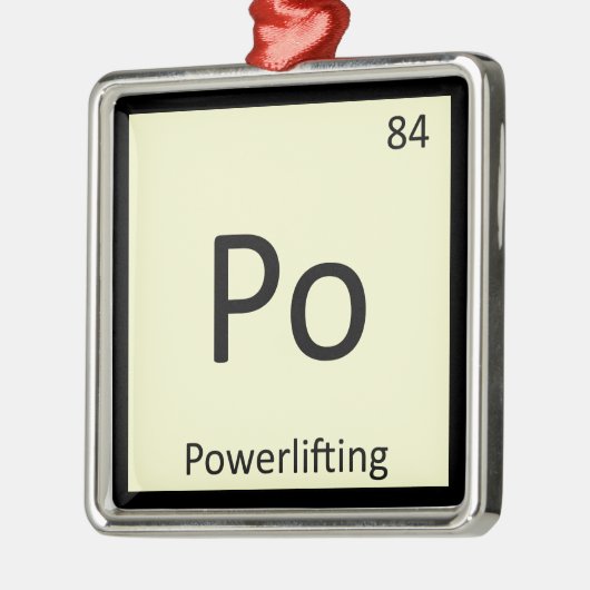 Po – パワーリフティングスポーツ化学周期表 メタルオーナメント (左)