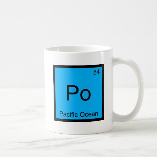 Po - 太平洋 化学元素記号Tシャツ コーヒーマグカップ (右)