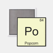 Po - Popcorn おもしろい Chemistry Elementシンボルティー マグネット (正面/裏面)