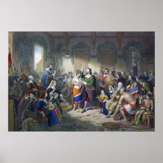 Pocahontas結婚John Rolfe Henry Bruecknerへ ポスター (正面)