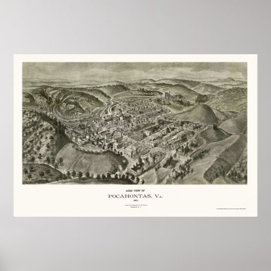 Pocahontas, VA Panoramic Map - 1911 ポスター (正面)