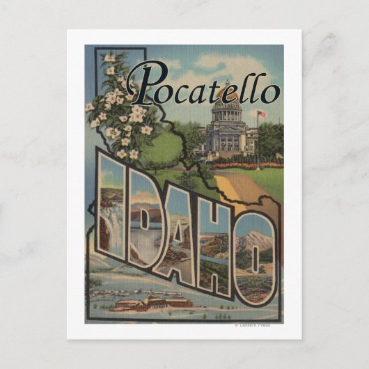 Pocatello, Idaho – 大文字場面 ポストカード (正面)