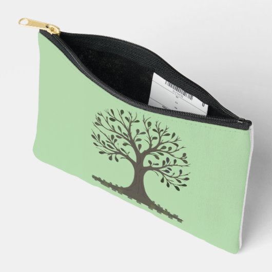 🌳 Pochette à Accessoires Arbre de Vie Vert pâle アクセサリーポーチ (見開き)