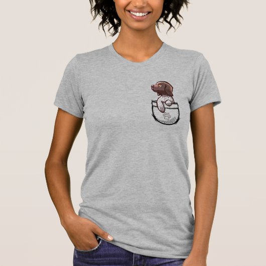 Pocket Cute German Shorthair Pointer Dog Tシャツ (正面)