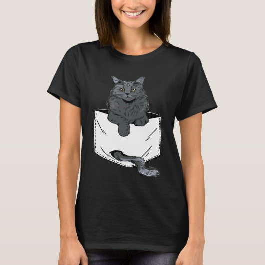 Pocket Cute Siamese Cat Kitten cat Tシャツ (正面)