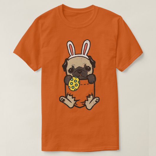 Pocket Easter Pug Feet Bunny Dog Lover Owner Men W Tシャツ (デザイン正面)